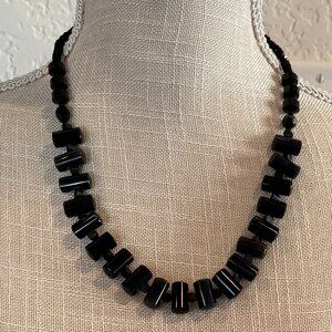 Black Acrylic Fringe Necklace